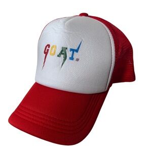 Red and White GOAT Trucker Hat
